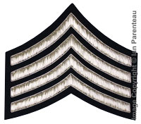 Embroidered silver wire on navy blue cloth 4 Stripe Chevrons Major insignia badge