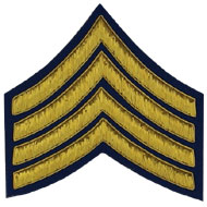 Hand Embroidered gold wire on navy blue cloth 4 Stripe Chevrons Major insignia badge