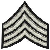 Embroidered Silver wire on black cloth 4 Stripe Chevrons Major insignia badge