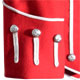 Red pipe band doublet 3 button cuff detail