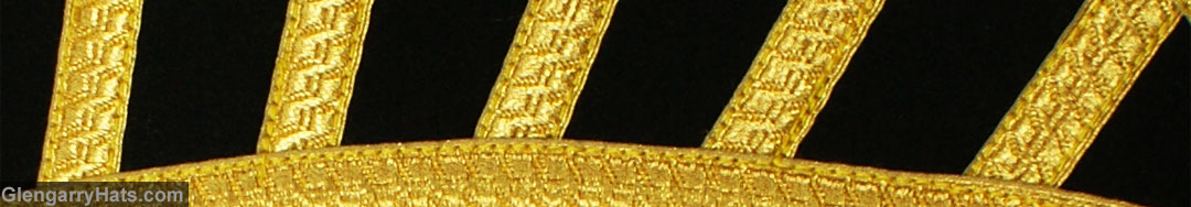 GlengarryHats.com Black Melton Wool Gold 5 Bar Trim Doublet Shoulder Shells