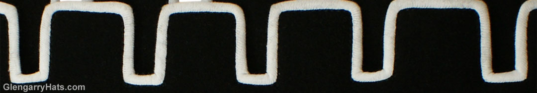 GlengarryHats.com Black Melton Wool White Piping Castellated Trim Doublet Shoulder Shells
