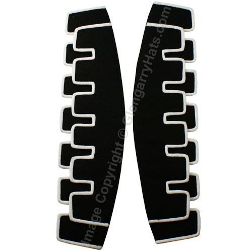 GlengarryHats.com Black Melton Wool White Piping Castellated Trim Doublet Shoulder Shells