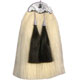 White Horsehair Sporran with 2 Black Tassels + Chrome