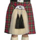 White Horsehair Sporran with 2 Black Tassels + Chrome