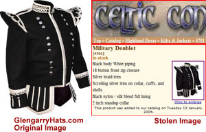 Copyrighted GlengarryHats.com image unauthorized use on New Zealand website