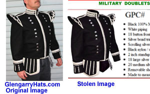 Copyrighted GlengarryHats.com image unauthorized use by Pakistan vendor