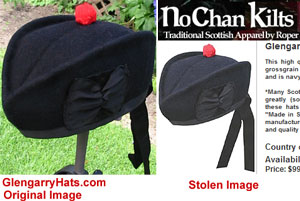 GlengarryHats.com copyright infringement evidence